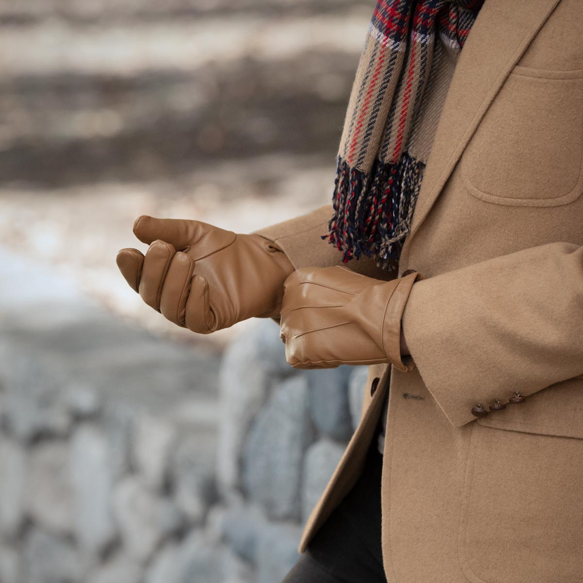 mens tan leather dress gloves Light Tan Men's Dress Leather Gloves with Cashmere Lining and Button by Fort Belvedere Gentleman's Gazette