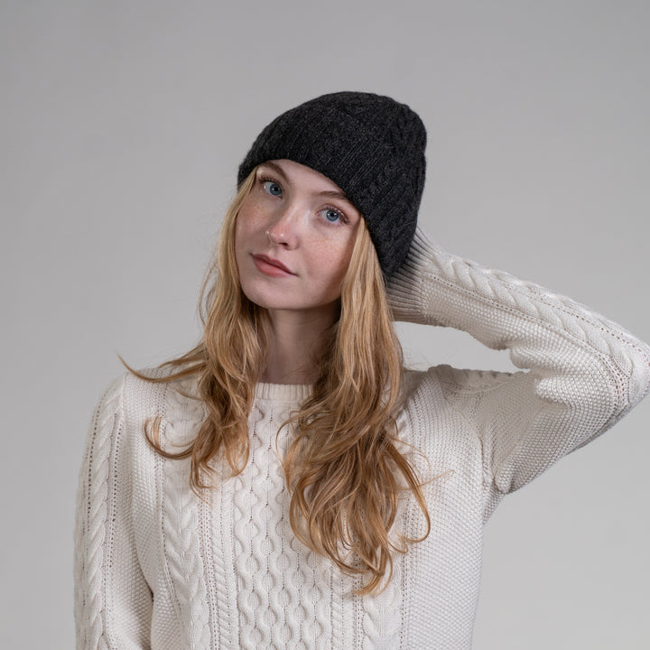 Women's 100% Cashmere Cable-Knit Hat