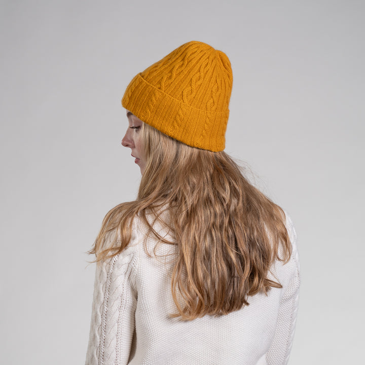 Women's 100% Cashmere Cable-Knit Hat