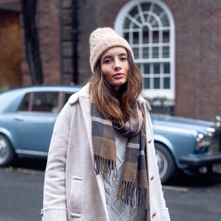 Women's 100% Cashmere Cable-Knit Hat