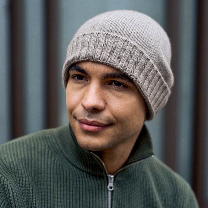 Men's 100% Cashmere Classic Cuffed Beanie
