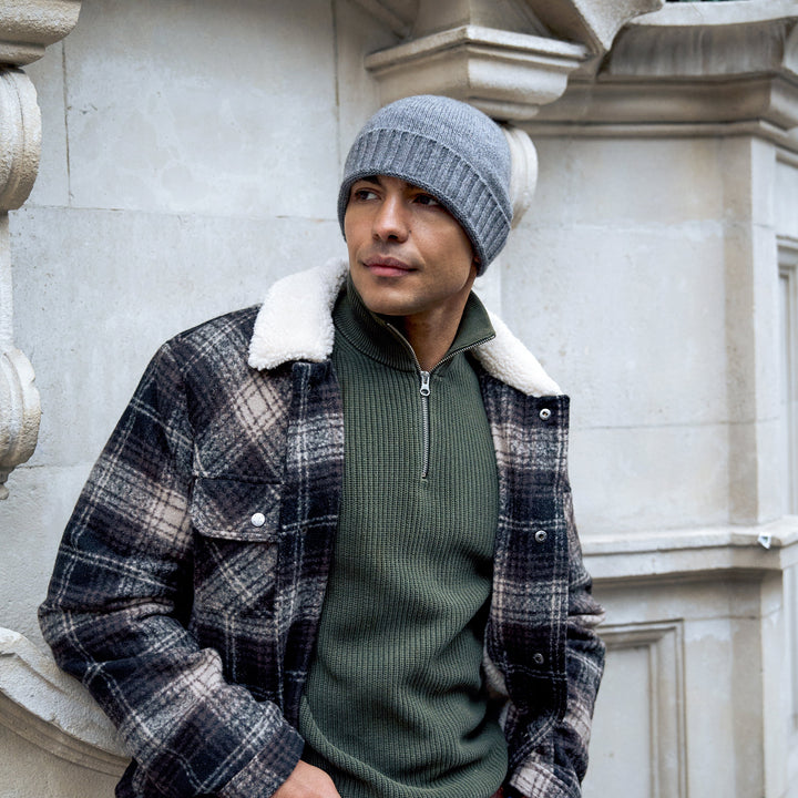 Men's 100% Cashmere Classic Cuffed Beanie