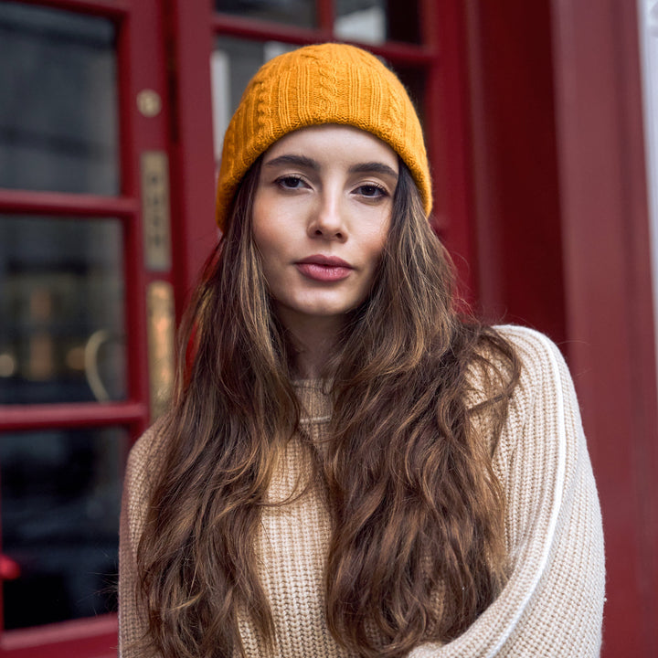 Women's 100% Cashmere Cable-Knit Hat