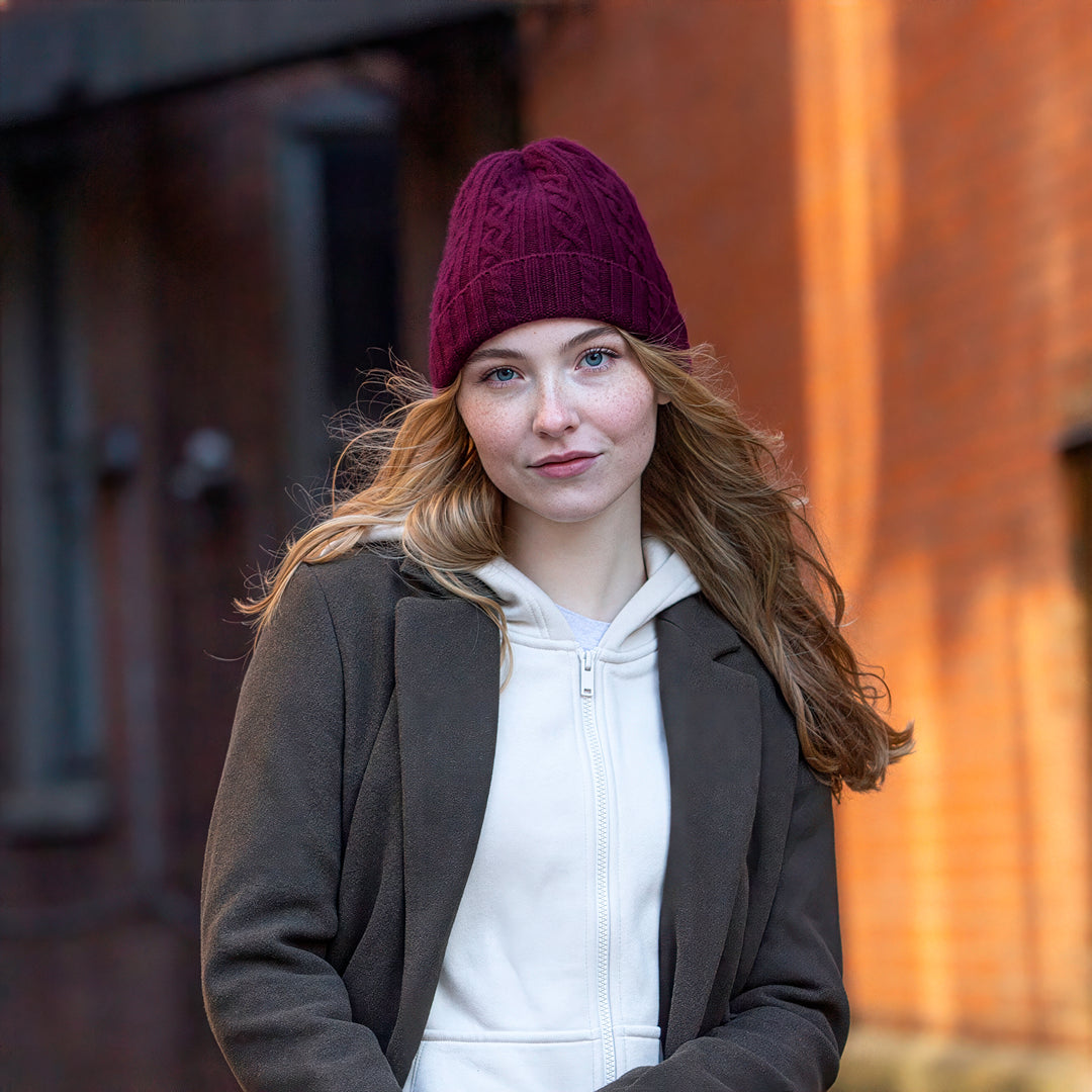 Bonnet Torsadé 100 % Cachemire pour Femme