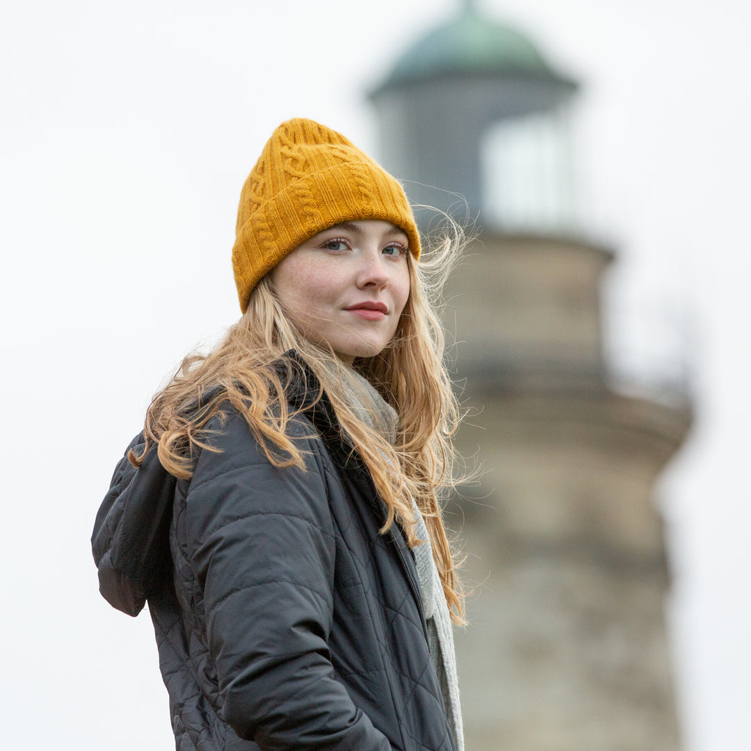 Bonnet Torsadé 100 % Cachemire pour Femme