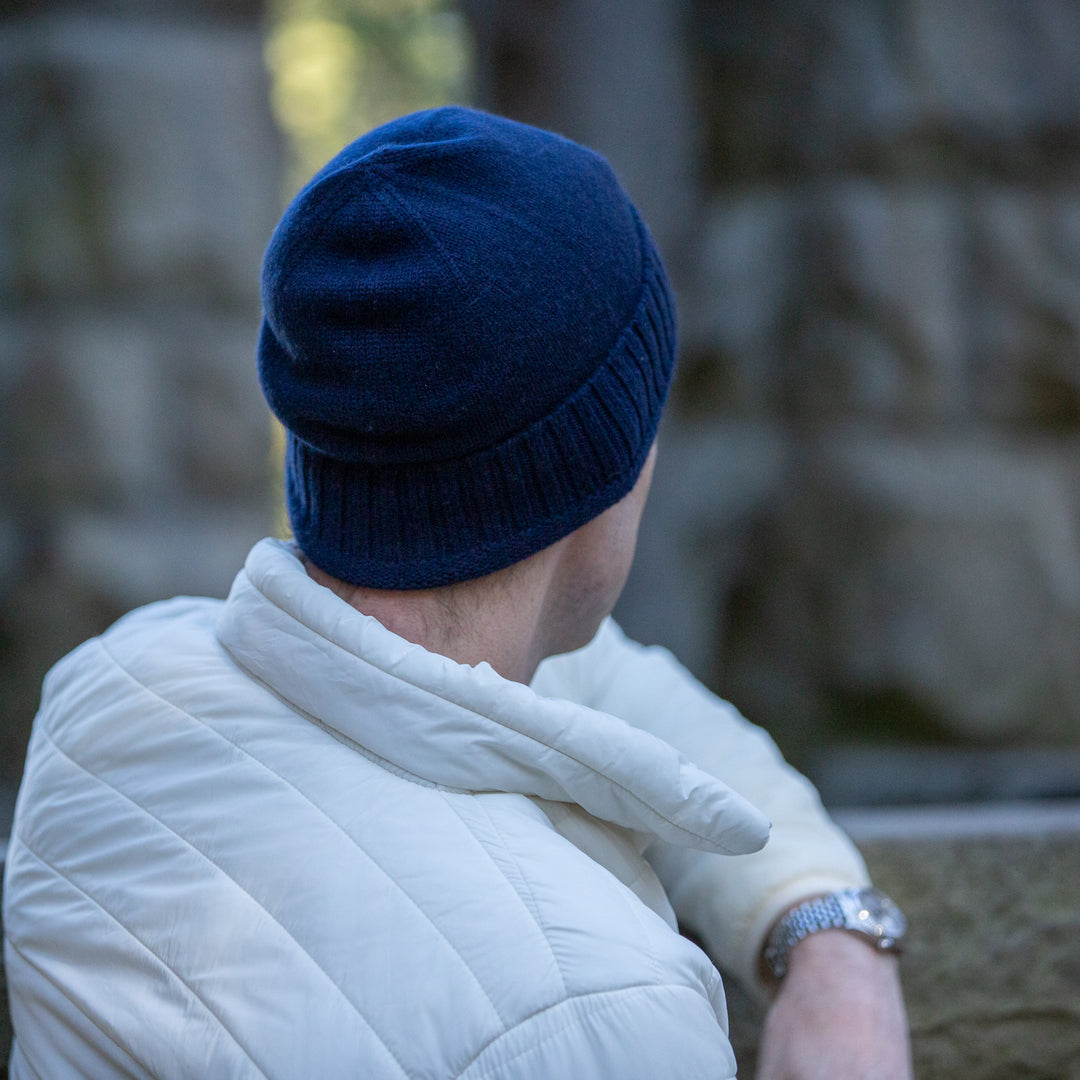Men's 100% Cashmere Classic Cuffed Beanie
