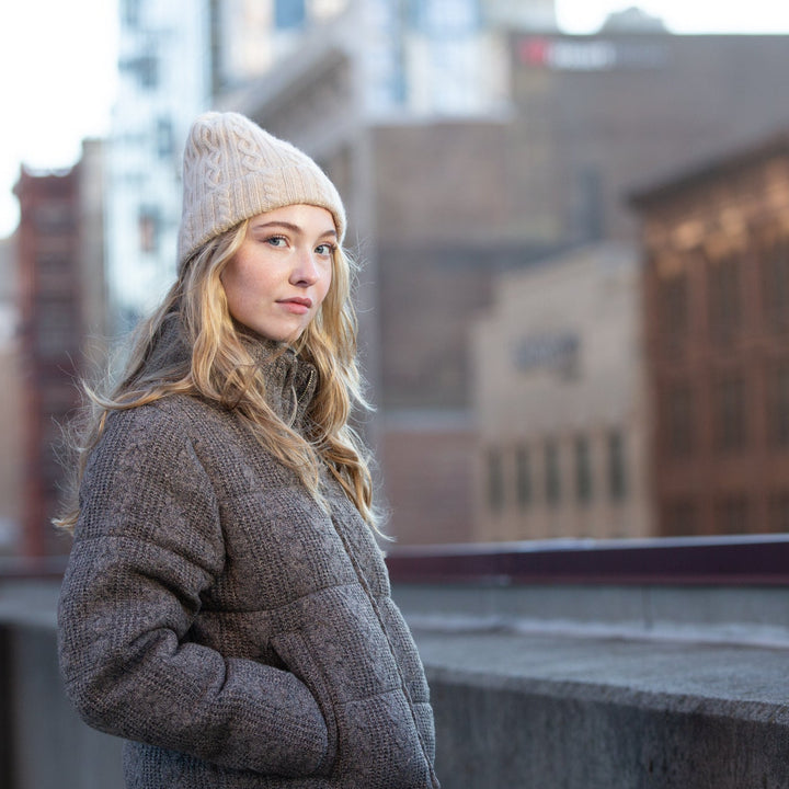 Women's 100% Cashmere Cable-Knit Hat
