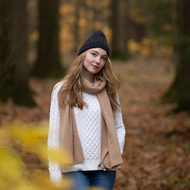 Women's 100% Cashmere Cable-Knit Hat