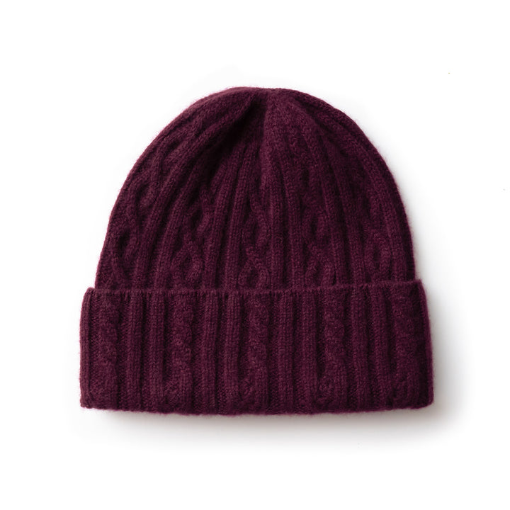 Women's 100% Cashmere Cable-Knit Hat