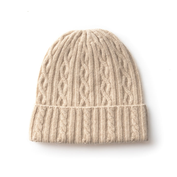 Women's 100% Cashmere Cable-Knit Hat