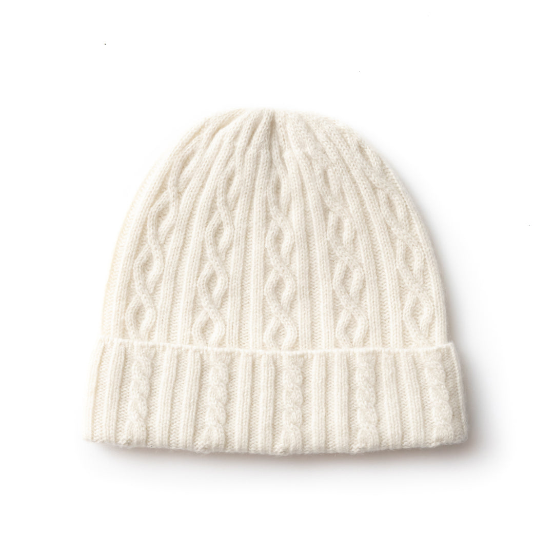 Women's 100% Cashmere Cable-Knit Hat