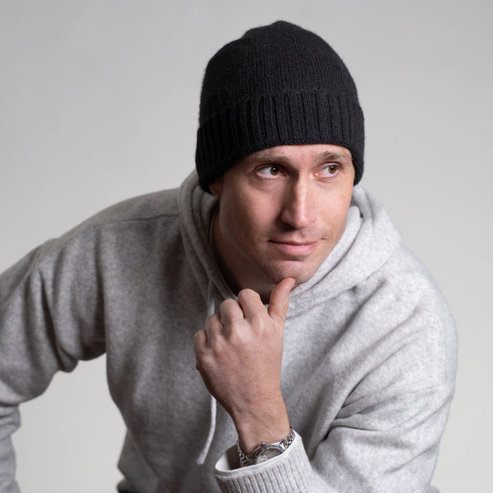 Men's 100% Cashmere Classic Cuffed Beanie