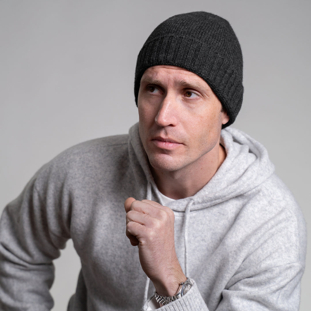Men's 100% Cashmere Classic Cuffed Beanie