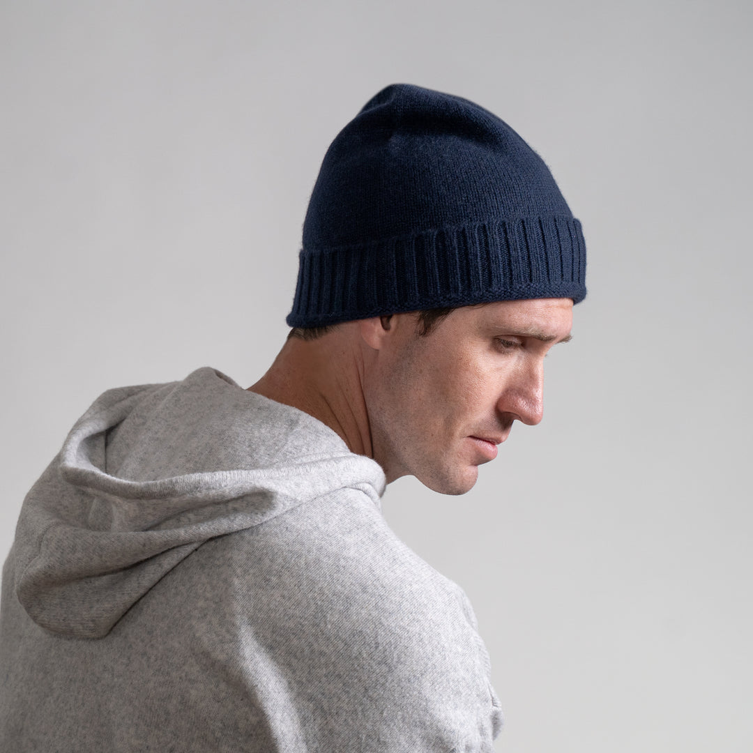 Men's 100% Cashmere Classic Cuffed Beanie