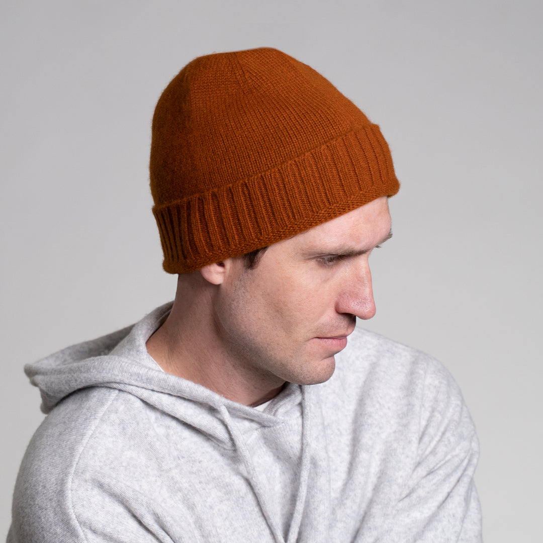 Men's 100% Cashmere Classic Cuffed Beanie