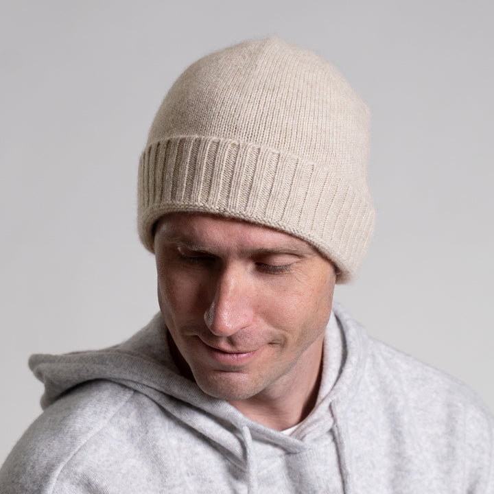 Men's 100% Cashmere Classic Cuffed Beanie