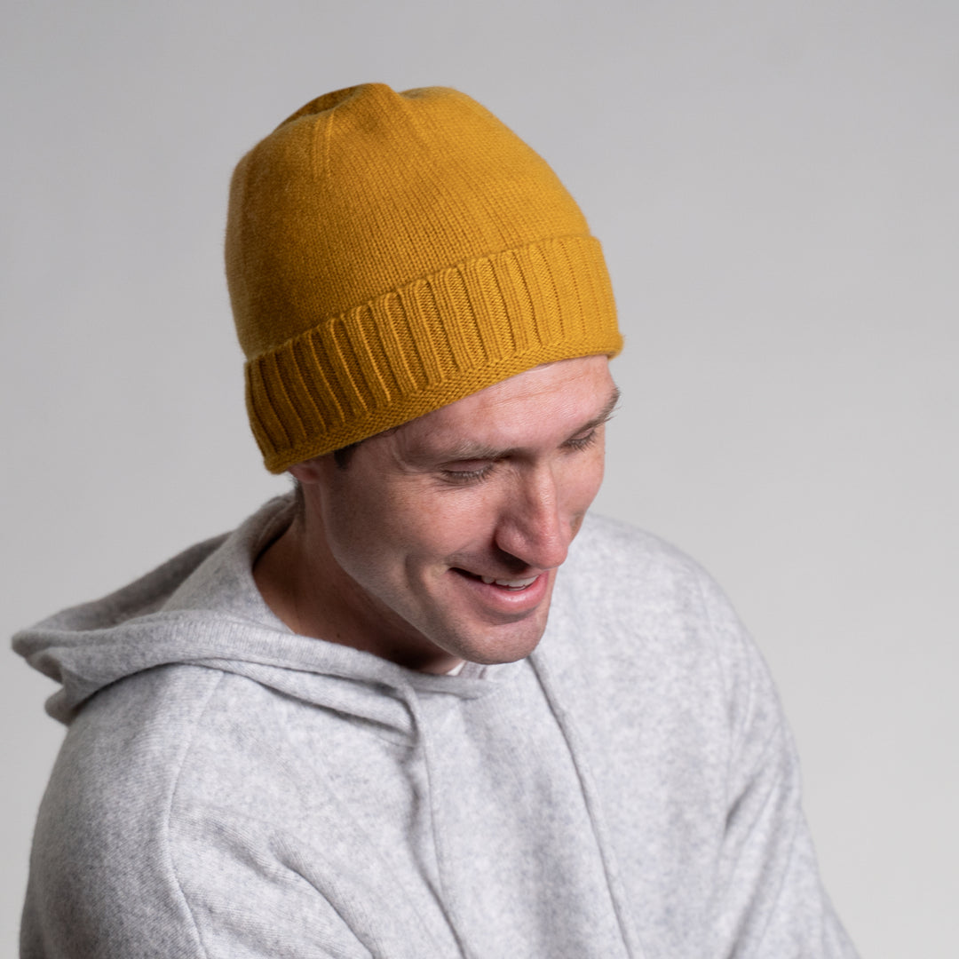 Men's 100% Cashmere Classic Cuffed Beanie