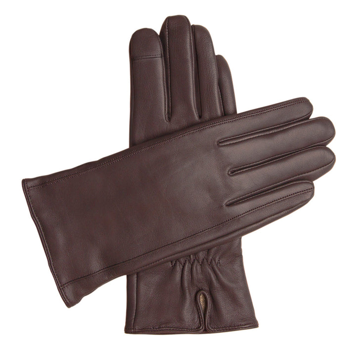 Women's Touchscreen Leather Cashmere Lined Gloves, X-Large / Brown