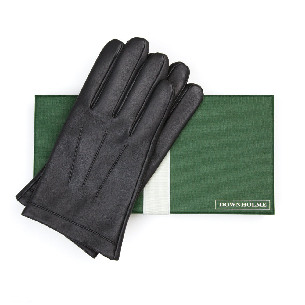 Men's Touchscreen Leather Cashmere Lined Gloves - Brown – Downholme