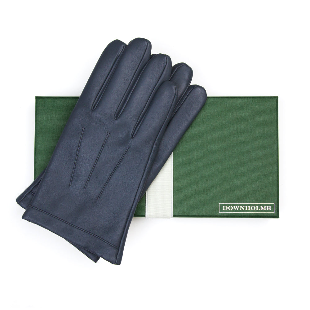 Men's Classic Leather Cashmere Lined Gloves - Dark Blue, DH-LCM-NVYXXL, DH-LCM-NVYXL, DH-LCM-NVYL, DH-LCM-NVYM, DH-LCM-NVYS, DH-LCM-NVYXS