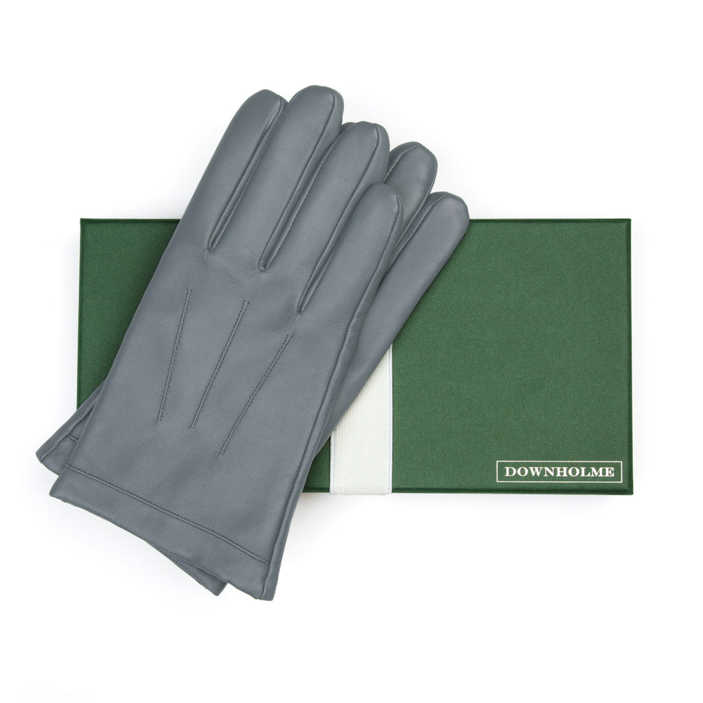 Leather - Cashmere Gloves Dark Blue – Touchscreen Lined Men\'s Downholme