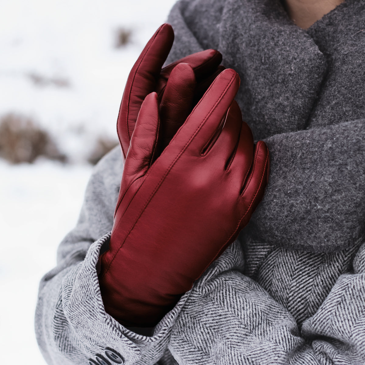 Women's Vegan Leather Gloves - Burgundy, DH-VLW-BDYS, DH-VLW-BDYM, DH-VLW-BDYL, DH-VLW-BDYXL