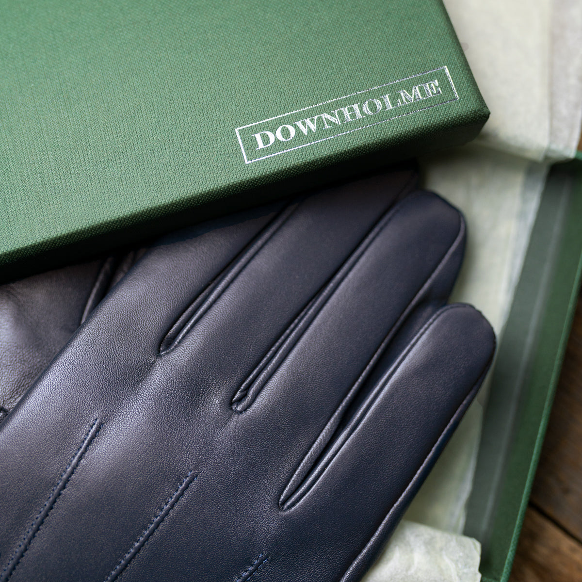 Men's Touchscreen Leather Cashmere Lined Gloves - Dark Blue – Downholme
