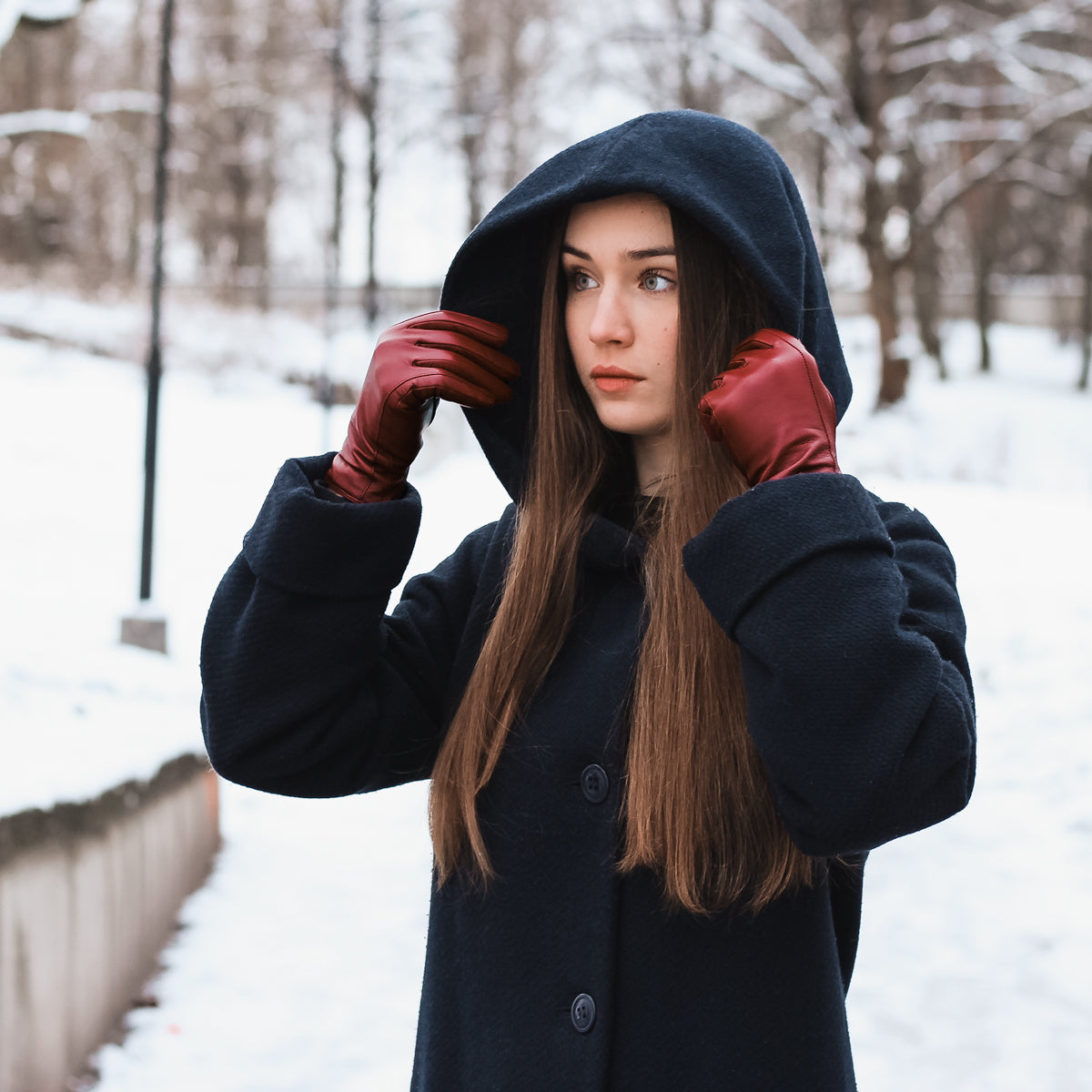 Women's Vegan Leather Gloves - Burgundy, DH-VLW-BDYS, DH-VLW-BDYM, DH-VLW-BDYL, DH-VLW-BDYXL