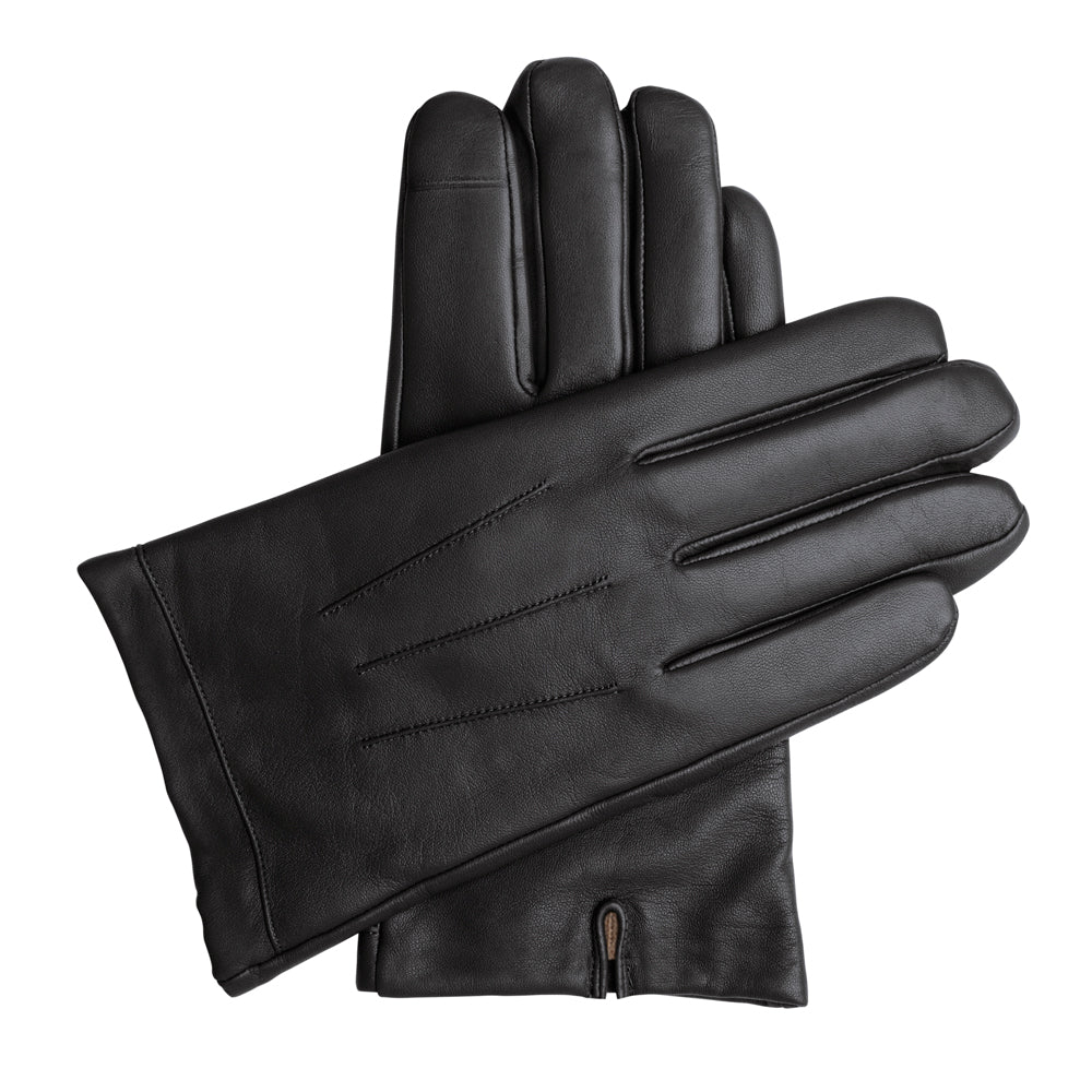 Men's Touchscreen Leather Cashmere Lined Gloves - Black, DH-TLCM-BLKXXL, DH-TLCM-BLKXL, DH-TLCM-BLKL, DH-TLCM-BLKM, DH-TLCM-BLKS, DH-TLCM-BLKXS