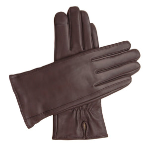 Women's Touchscreen Leather Cashmere Lined Gloves - Brown, DH-TLCW-BRNXS, DH-TLCW-BRNS, DH-TLCW-BRNM, DH-TLCW-BRNL, DH-TLCW-BRNXL