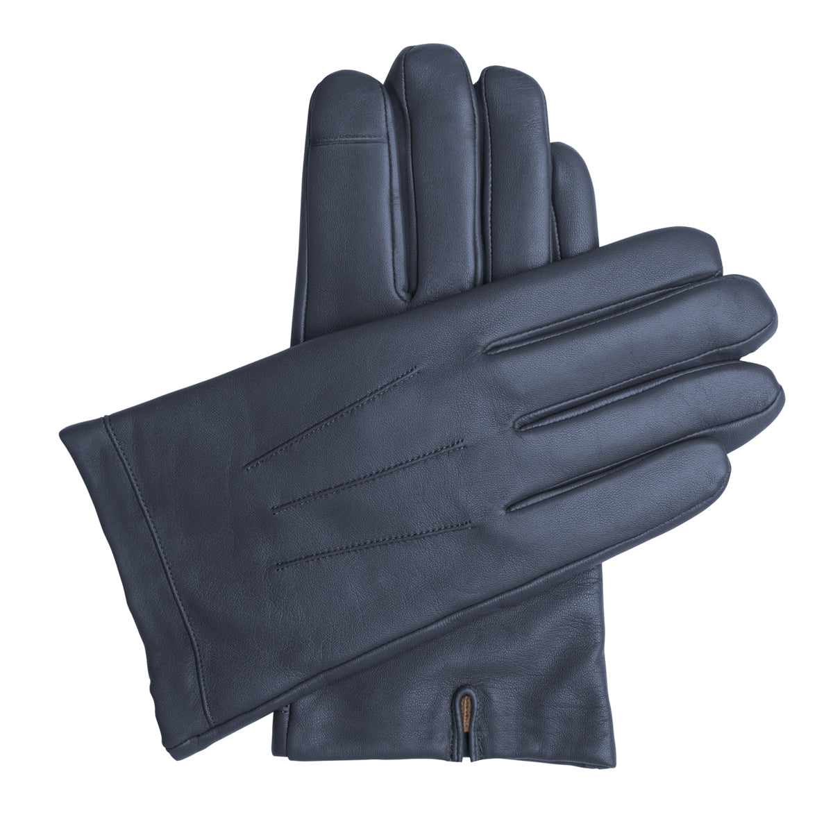 Men\'s Touchscreen Leather Cashmere Lined Gloves - Dark Blue – Downholme