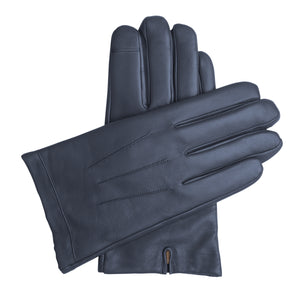 Men's Touchscreen Leather Cashmere Lined Gloves - Dark Blue, DH-TLCM-NVYXXL, DH-TLCM-NVYXL, DH-TLCM-NVYL, DH-TLCM-NVYM, DH-TLCM-NVYS, DH-TLCM-NVYXS